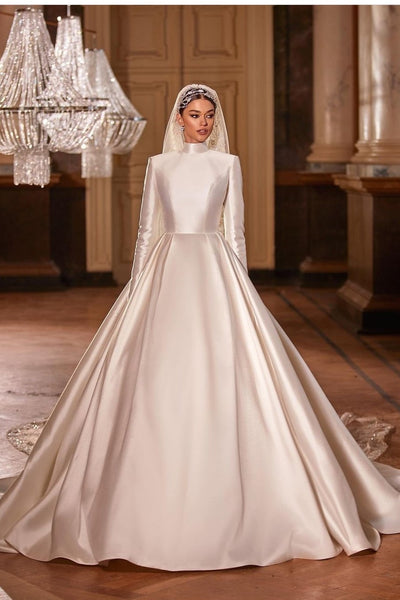 Modest Dubai Long-sleeves Wedding Gown ...